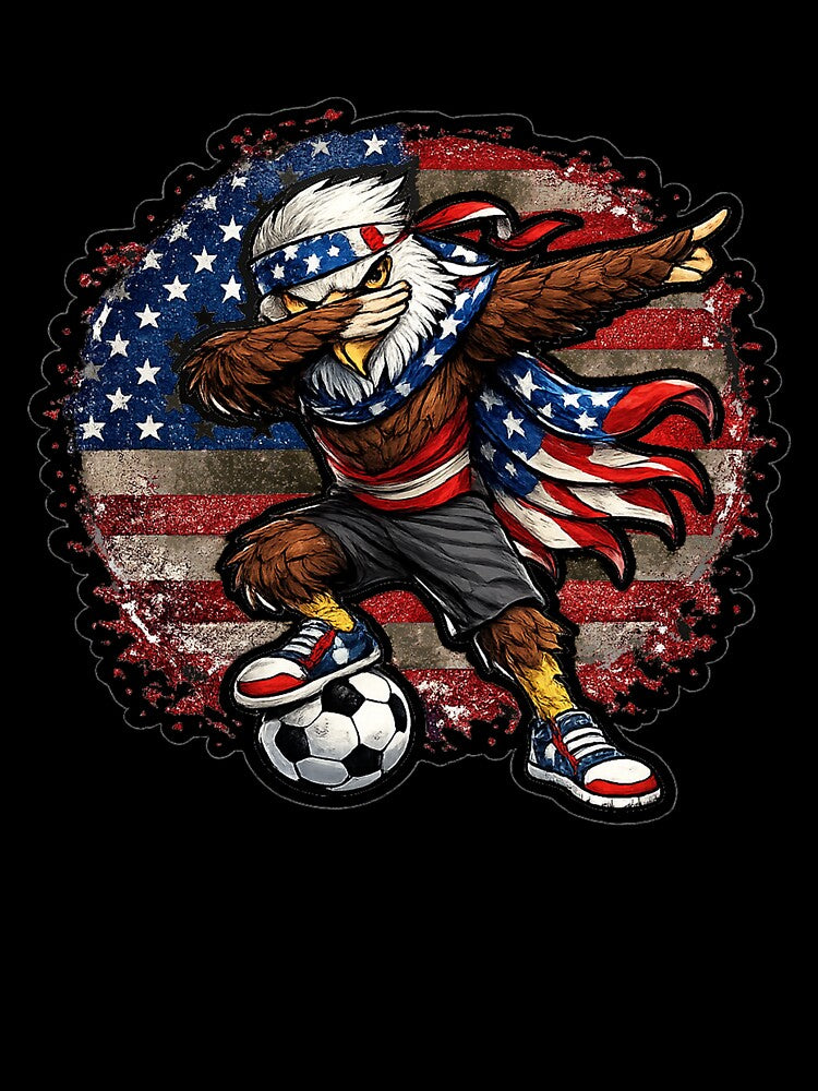 Dabbing Eagle Soccer Vintage American Flag by QuiteOrbit