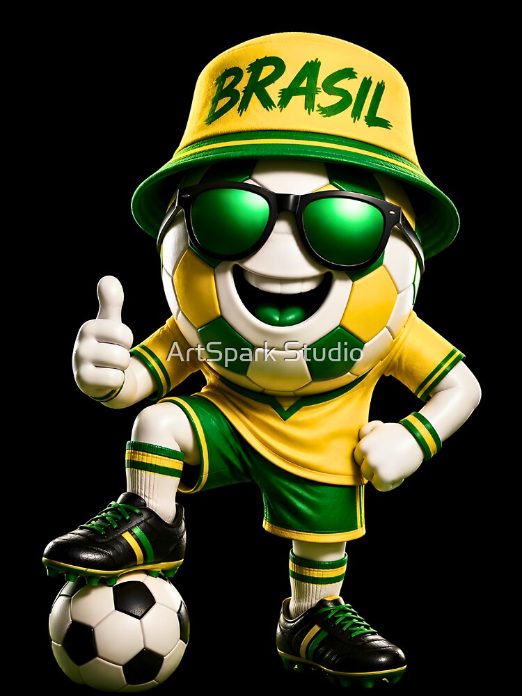 Brazil Soccer Mascot Funny Football Cartoon Graphic by ArtSpark Studio