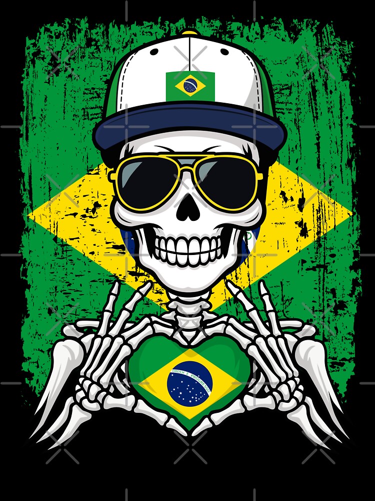 Brazil Football Skeleton - Brazilian Pride & Soccer Art Tee by Colorful Designs