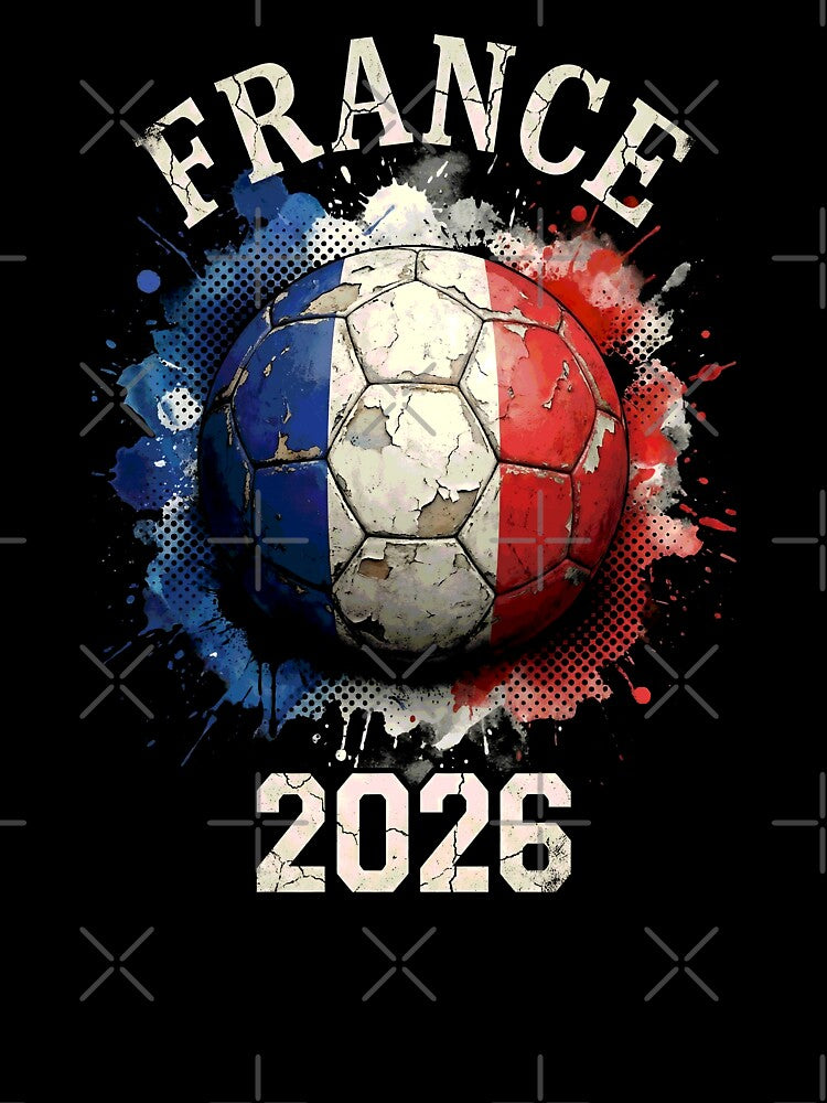 France 2026 Football Art | Vintage Tricolor Soccer Ball Splash Design by Imaginationbeyond