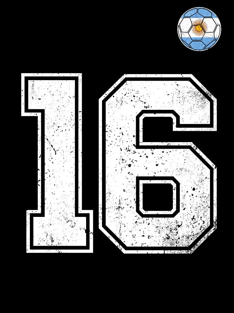 Number 16 Argentina Flag Football Fan by RoyesButler