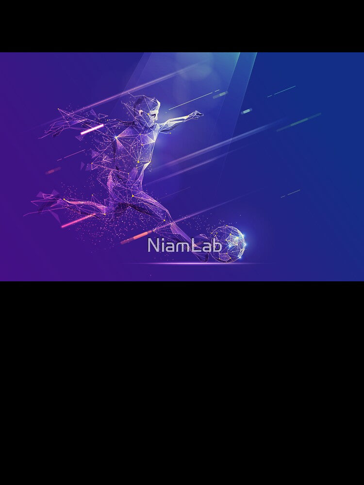 world cup 2026 sport science technology, polygonal football player with futuristic element by NiamLab