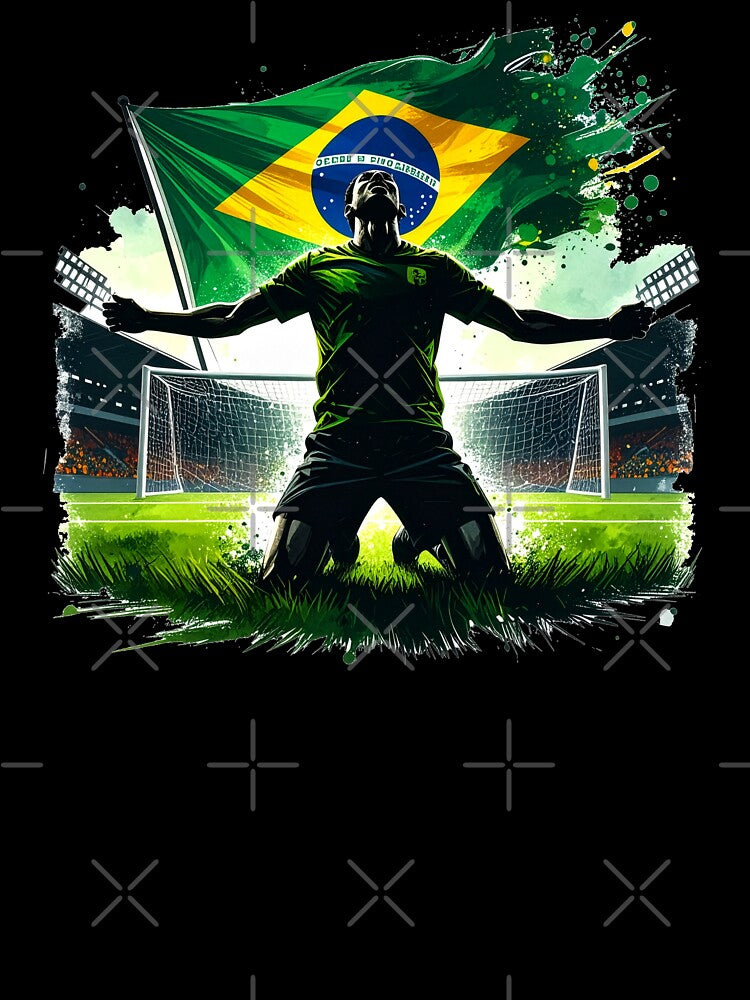 Brazil Soccer Player Goal Celebration — Brazilian Flag Football Fan by icemanphotos