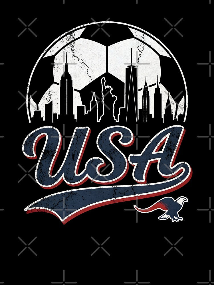 Vintage USA Skyline Soccer Fan Distressed Football by Imaginationbeyond