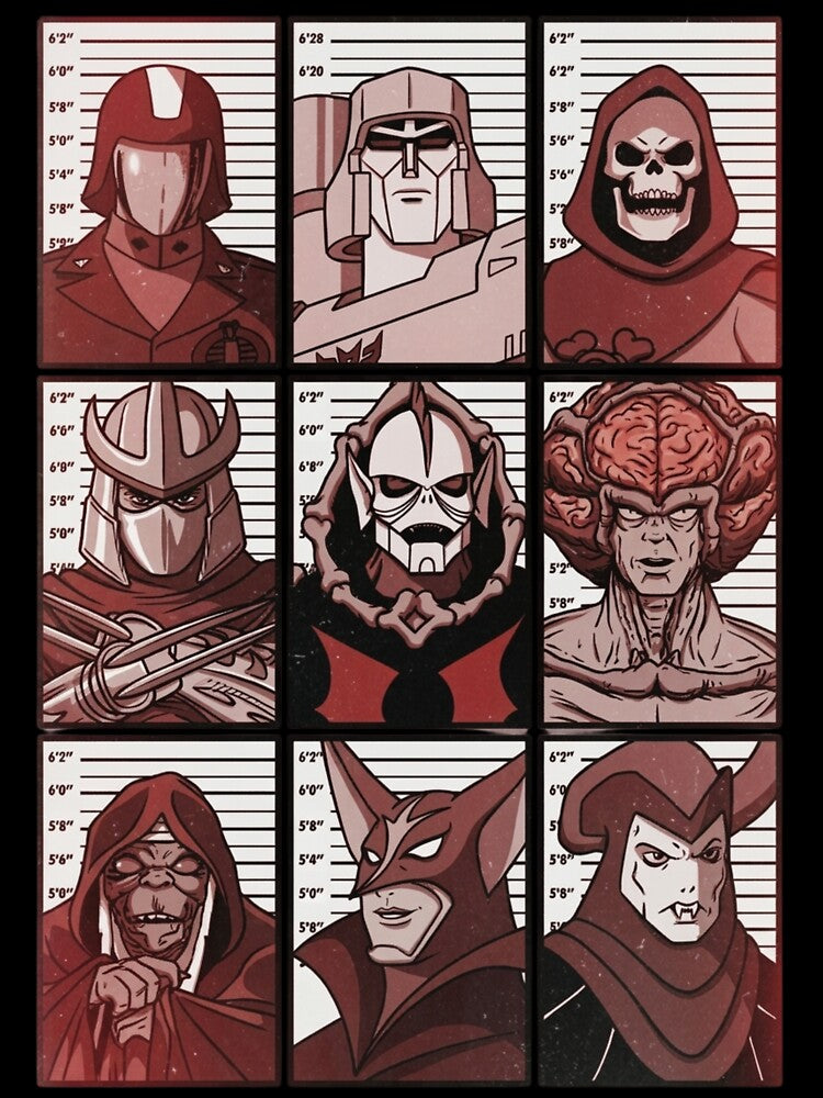 80s Cartoon Villains Gallery: Retro Mugshot Mashup by Rex Vox