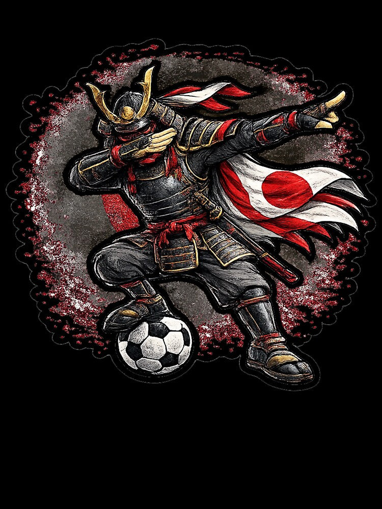 Dabbing Samurai Soccer Vintage Japan Flag by QuiteOrbit