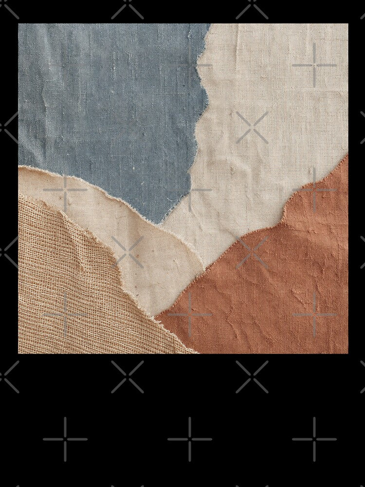 Layered Textile Collage Fabric Composition by frumixart