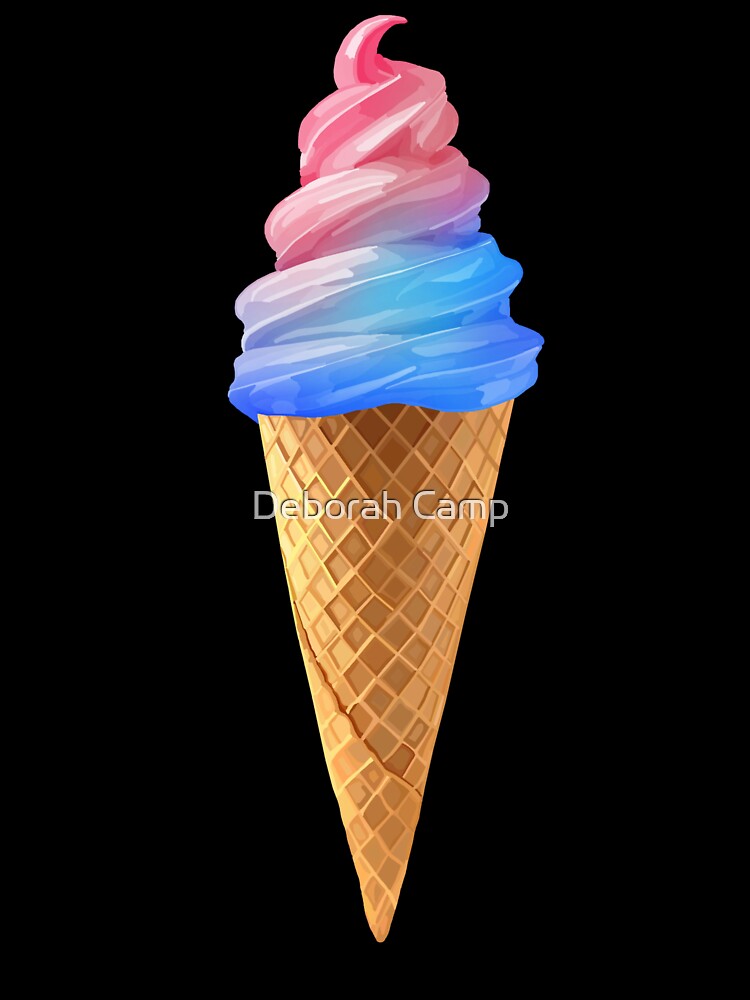 Pink Blue Cotton Candy Ice Cream Cone by Deborah Camp