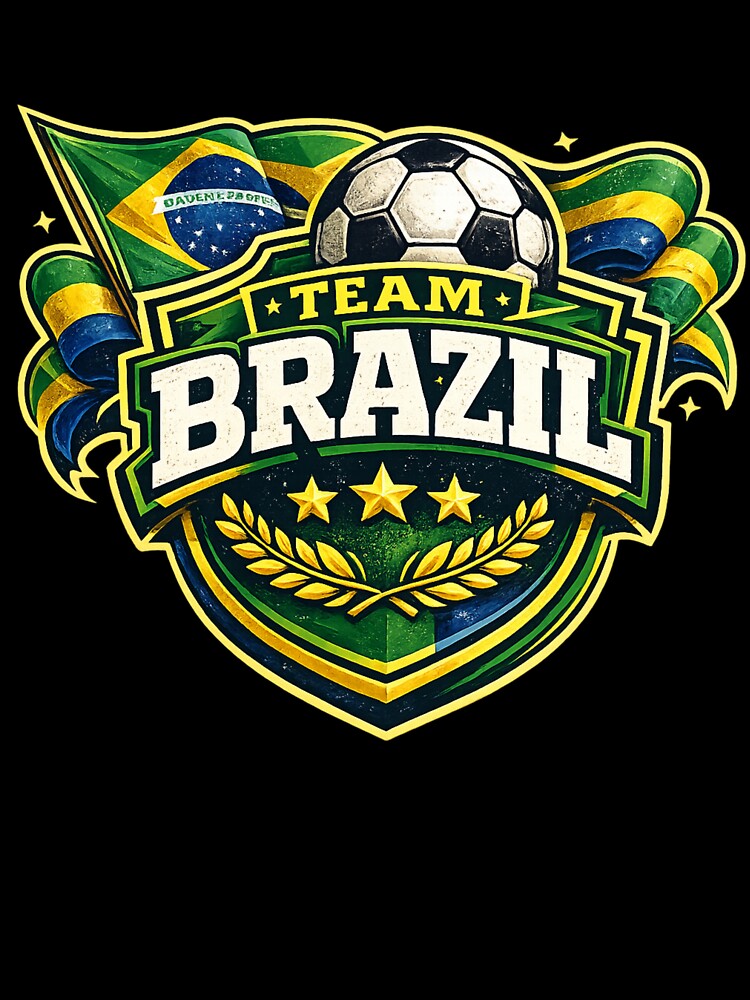 Team Brazil Soccer Crest Vintage Football by PACS0011