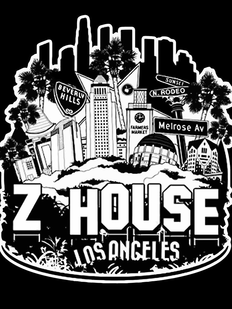 Z House Hollywood Los Angeles Cotton Graphic T-Shirt by CrollechJanokn