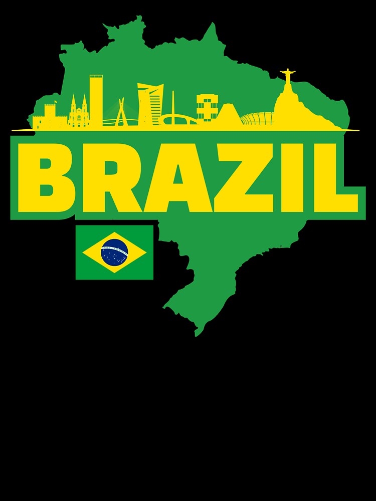 Brazil Map, Flag, and Skyline by UNK-Fatigues