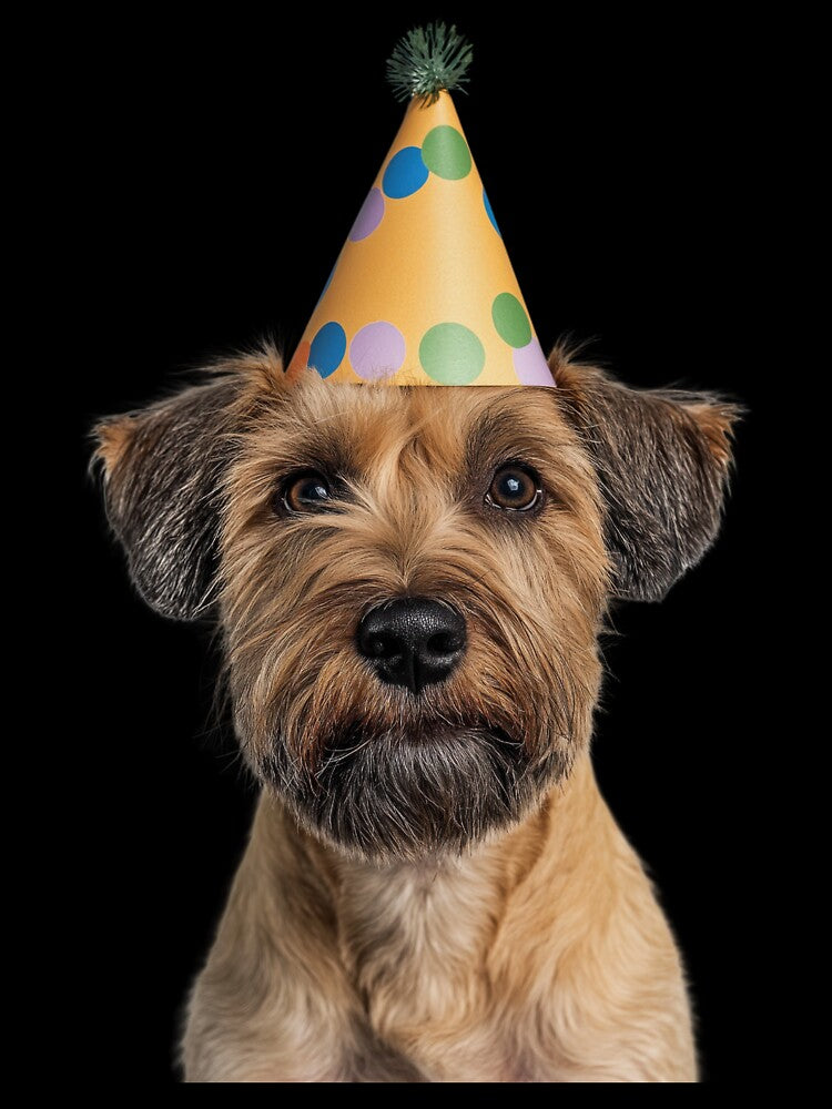 Cute Soft Coated Wheaten Terrier dog with Party Hat Birthday Celebration by LazyOwlStore