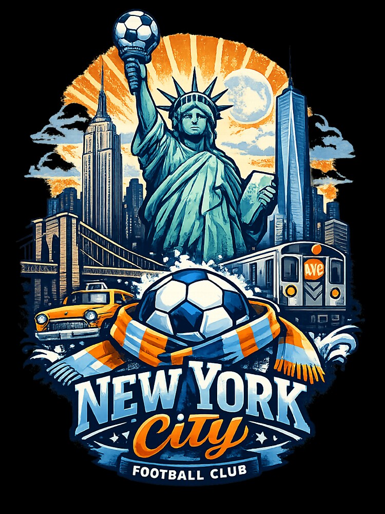New York City Football Design Statue of Liberty Soccer Fan Art NYC Skyline Shirt USA Sports Graphic Tee Gift for Football Fans by GarnerSupplyCo