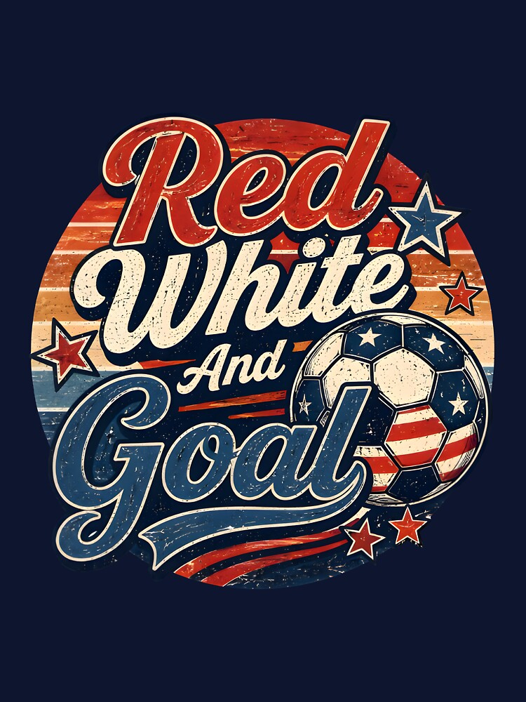 Red White And Goal Patriotic Soccer Vintage T-Shirt by PixelForge11