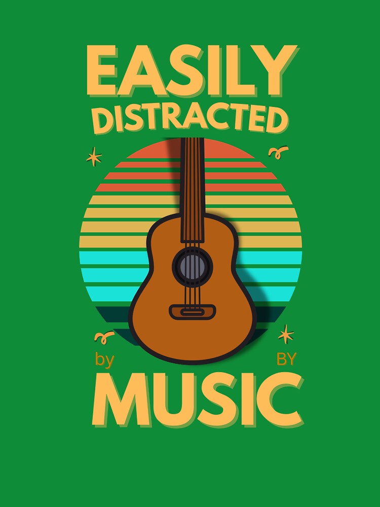 Easily Distracted by Music Vinatge Sunset Guitar Design by Joyful-Pixel