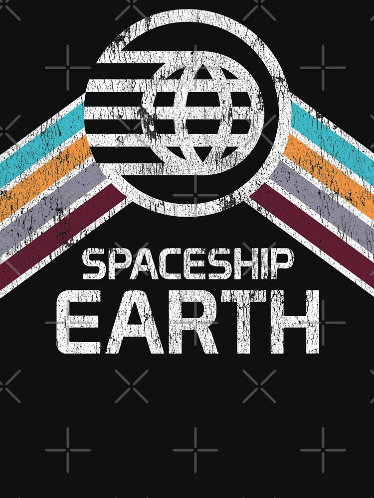 Spaceship Earth Logo in Vintage Distressed Retro Style by retrocot