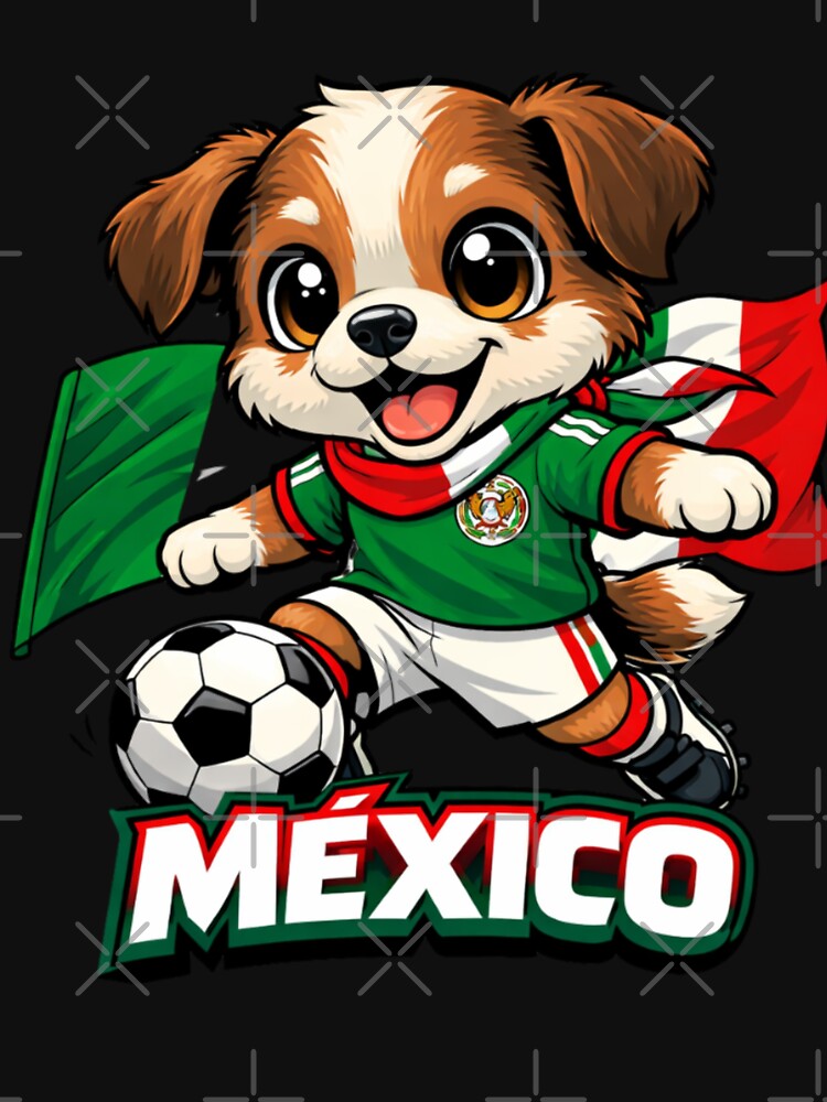 Mexican Flag Soccer Dog Puppy Football Fan Design by Tsugraf Designs
