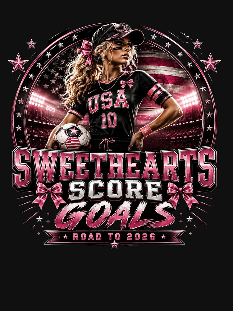Sweethearts Score Goals | Coquette Soccer Girl Road To 2026 Sports Fashion Design by Prime legend
