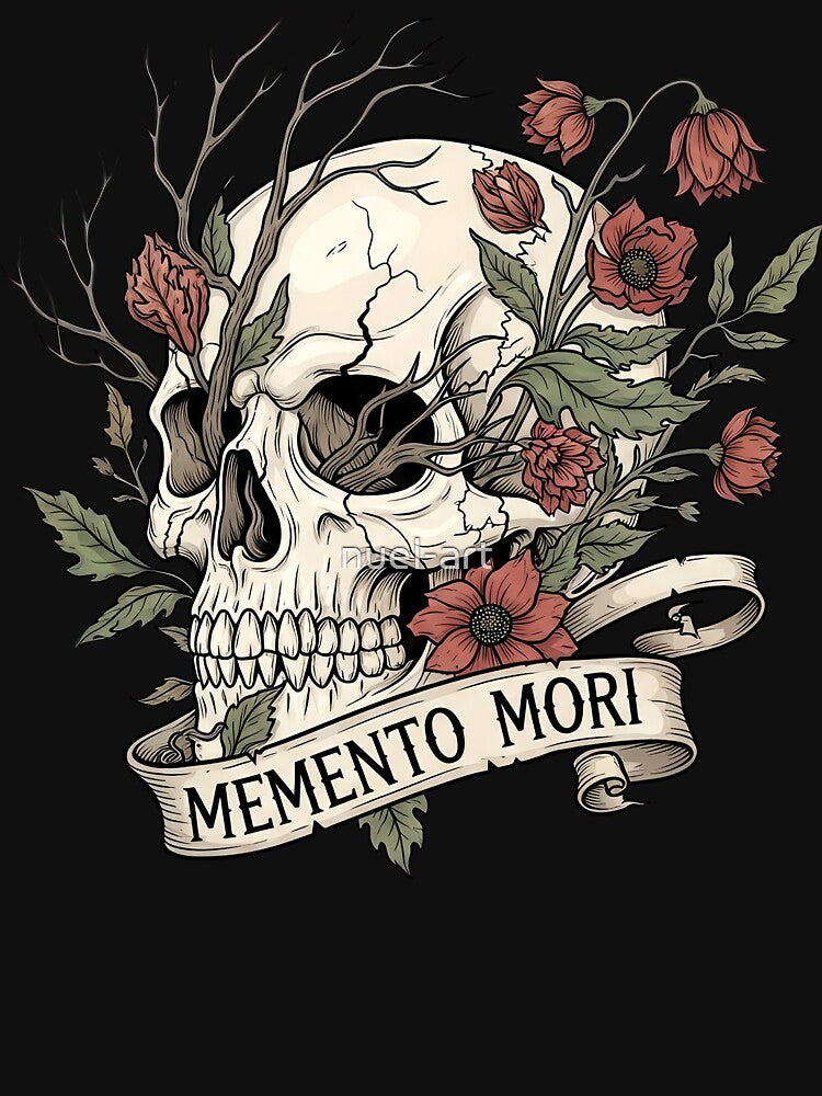 Memento Mori Skull and Dead Leaves by nuel-art