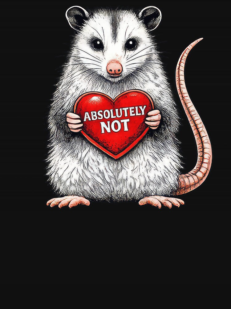 Funny Opossum “Absolutely Not” Valentine - Cute Anti-Valentine Heart Graphic by PosiMCreations