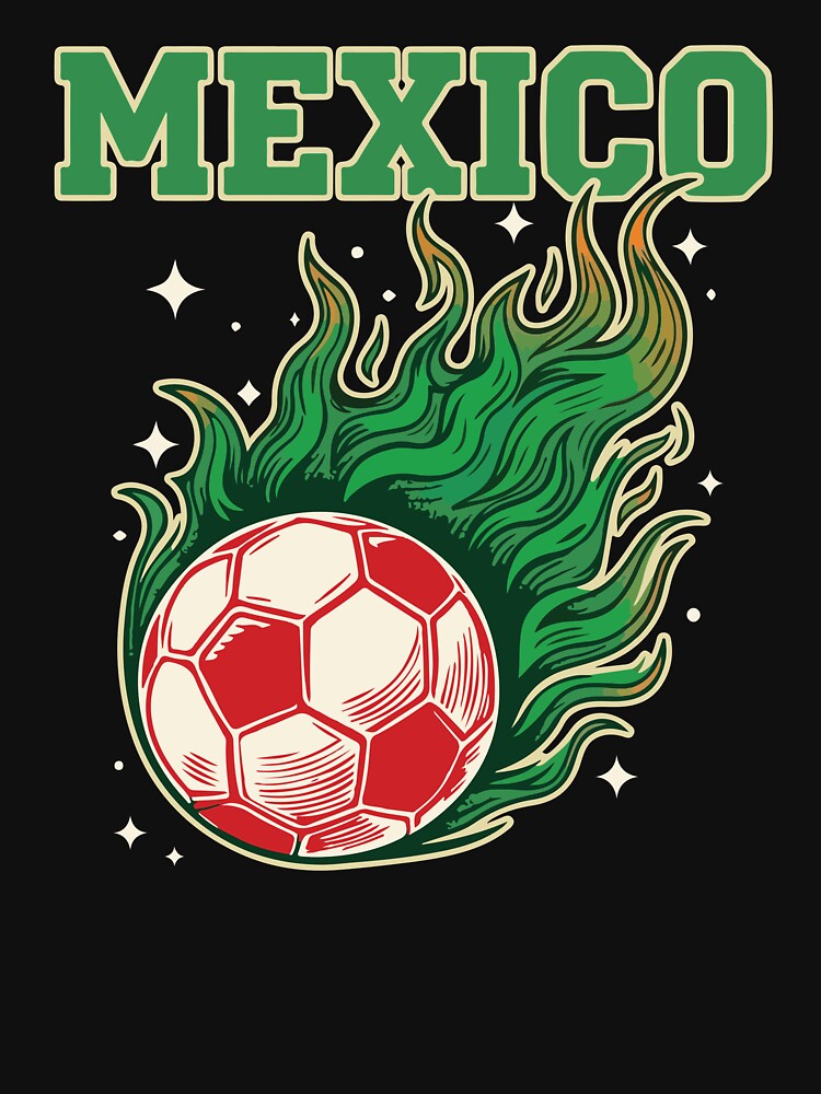 Mexico Soccer Flaming Ball Retro Football Fan Art by BrownHorse90s
