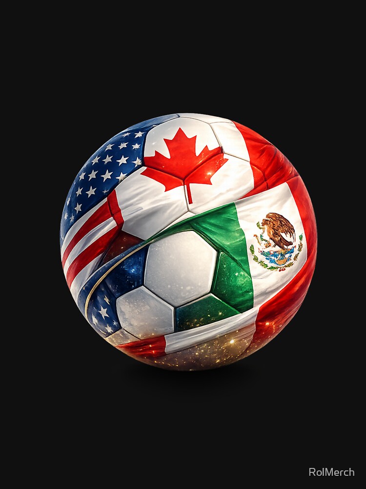 Soccer Ball with USA Canada Mexico Flags – 2026 Fan Design by RolMerch