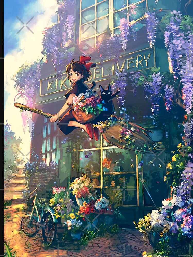 Cute kawaii art girl [kiki's] go -%[ghiblis]%- flying away sky by Wenddys
