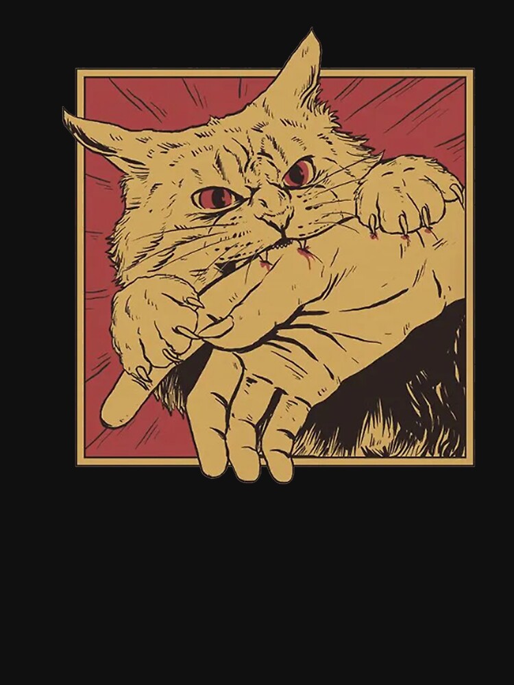 Vintage Cat Bite Shirt, Japanese Horror Anime by RamneekFraty