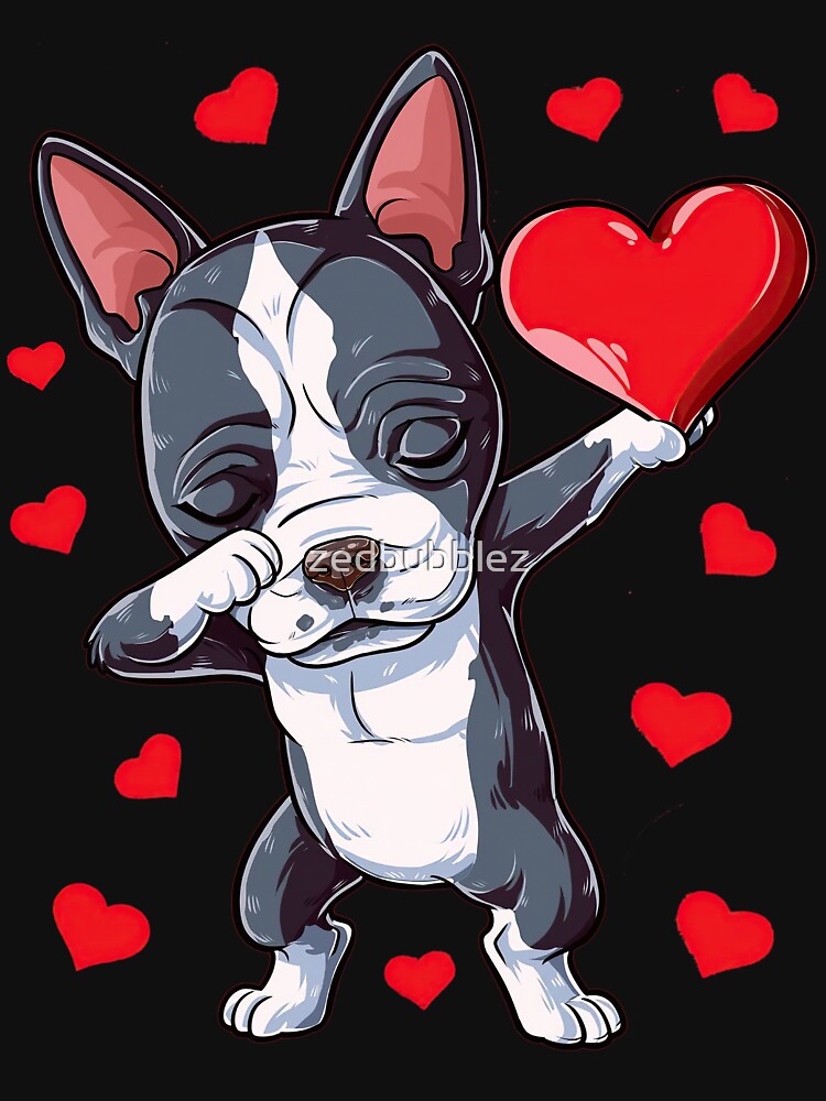Dabbing Boxer Valentines Day T shirt for Boys Girls Kids Women Men Dab Dance Dog Tee by zedbubblez