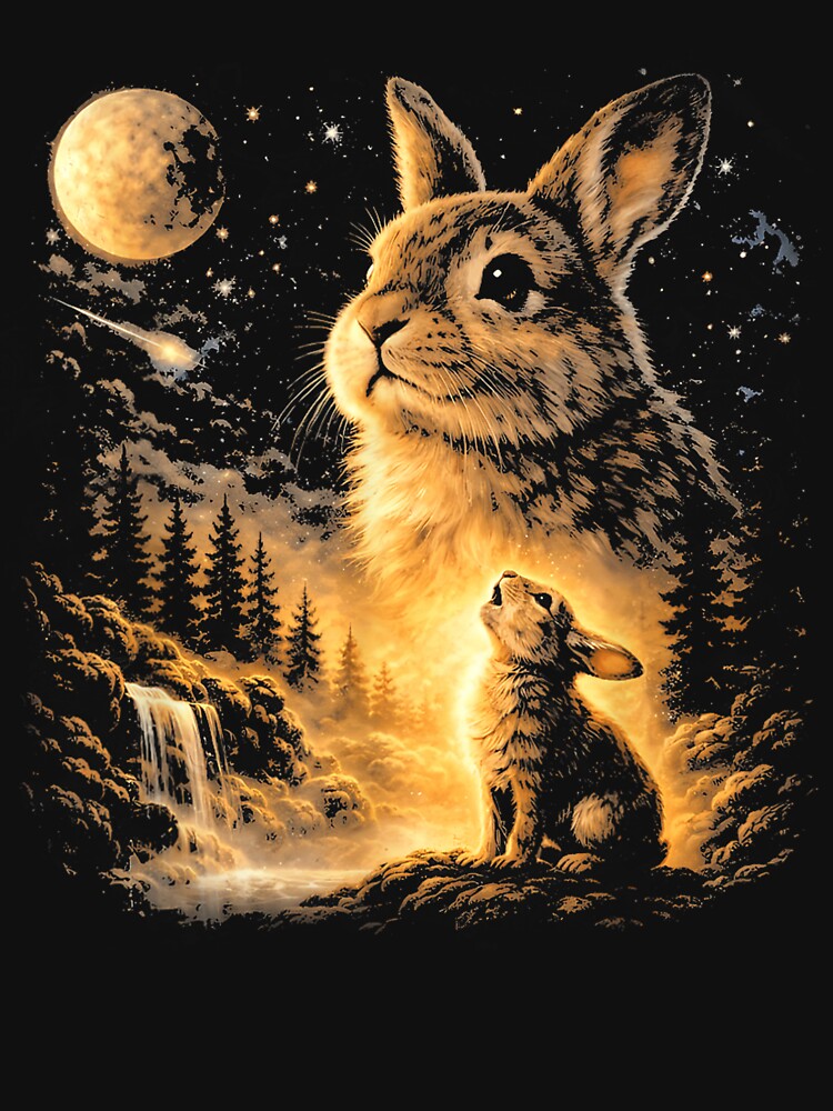 Vintage 90s Bunny Howling At The Moon Easter Day by CHValrory