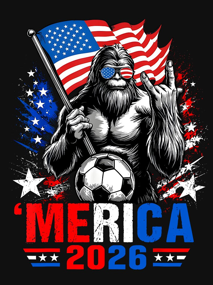 Merica 2026 Patriotic Soccer Bigfoot American Flag Sasquatch by nojany