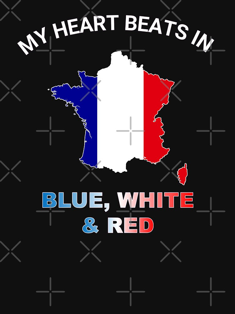 France Gallic Rooster - My Heart Beats in Blue White Red by FancifulDesign