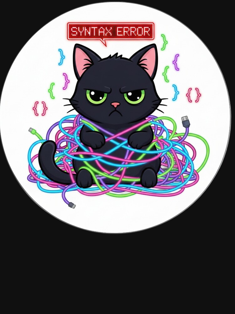 ​Syntax Error Cat - Funny Programming & Coding Humor by Unique D-zine