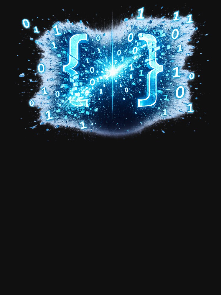 Exploding Brackets – Neon Binary Burst by Vasil Dimitrov
