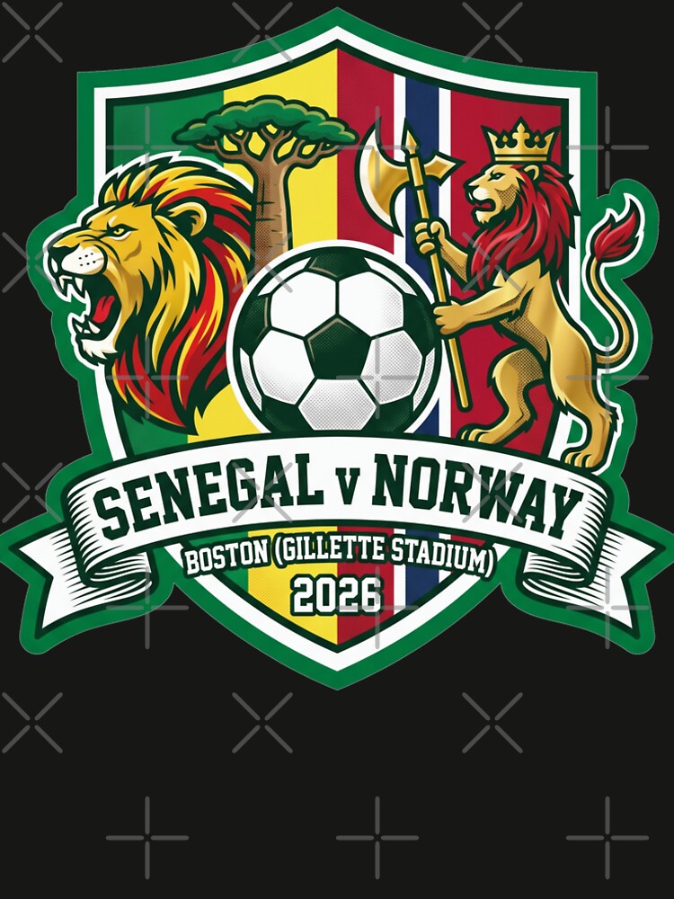 Senegal vs Norway Football Crest 2026 Boston Vibe by Pride Emblem Prints