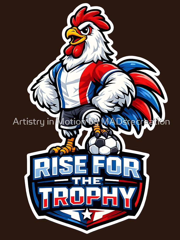France Gallic Rooster Soccer Mascot – Rise for the Trophy Football Fan T-Shirt & Sticker by  Artistry in Motion by MADsrecreation