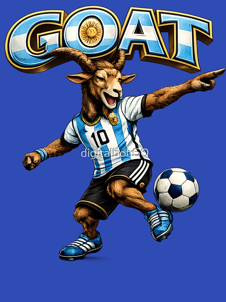 El Más Grande de Todos loArgentina Soccer GOAT Number 10s Tiempos Goat Soccer Argentina Fan Cartoon | Funny Football GOAT Graphic by digitalbob60