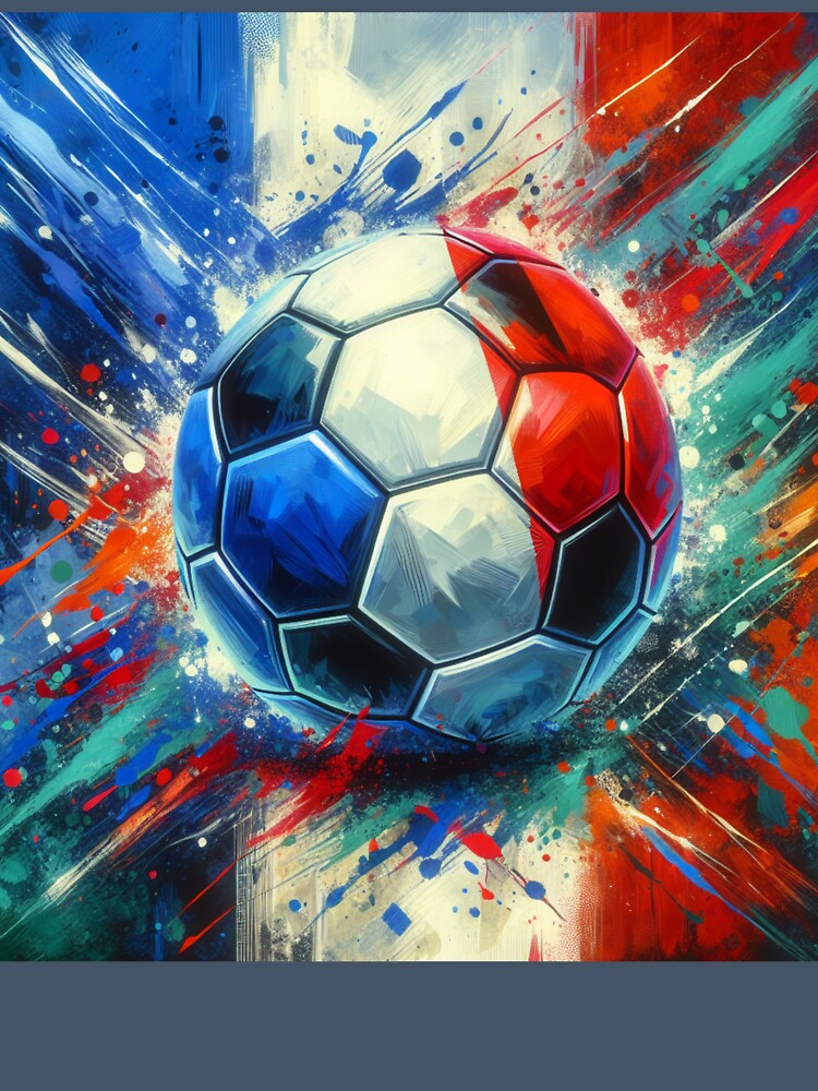 France Soccer Ball Art Dynamic Football Painting in French Flag Colors by ssmg80