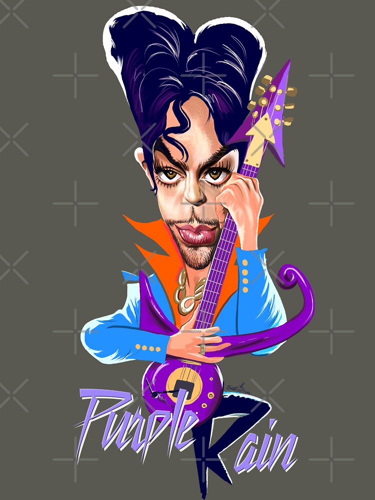 Prince Rogers Nelson Purple Rain caricature by Nelson Santos by Caricaturas