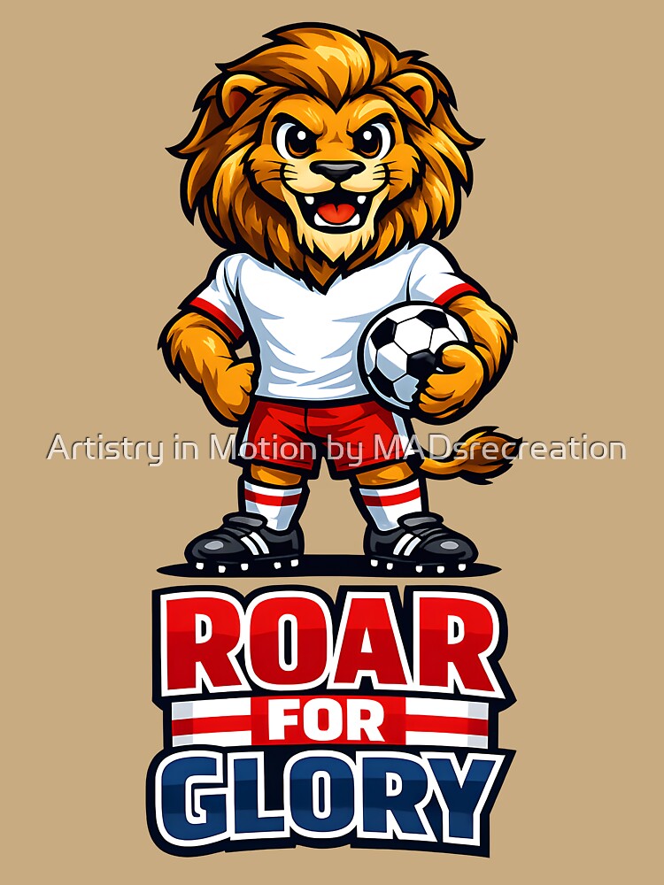 England Lion Soccer Mascot – Roar for Glory Football Fan T-Shirt & Sticker by  Artistry in Motion by MADsrecreation