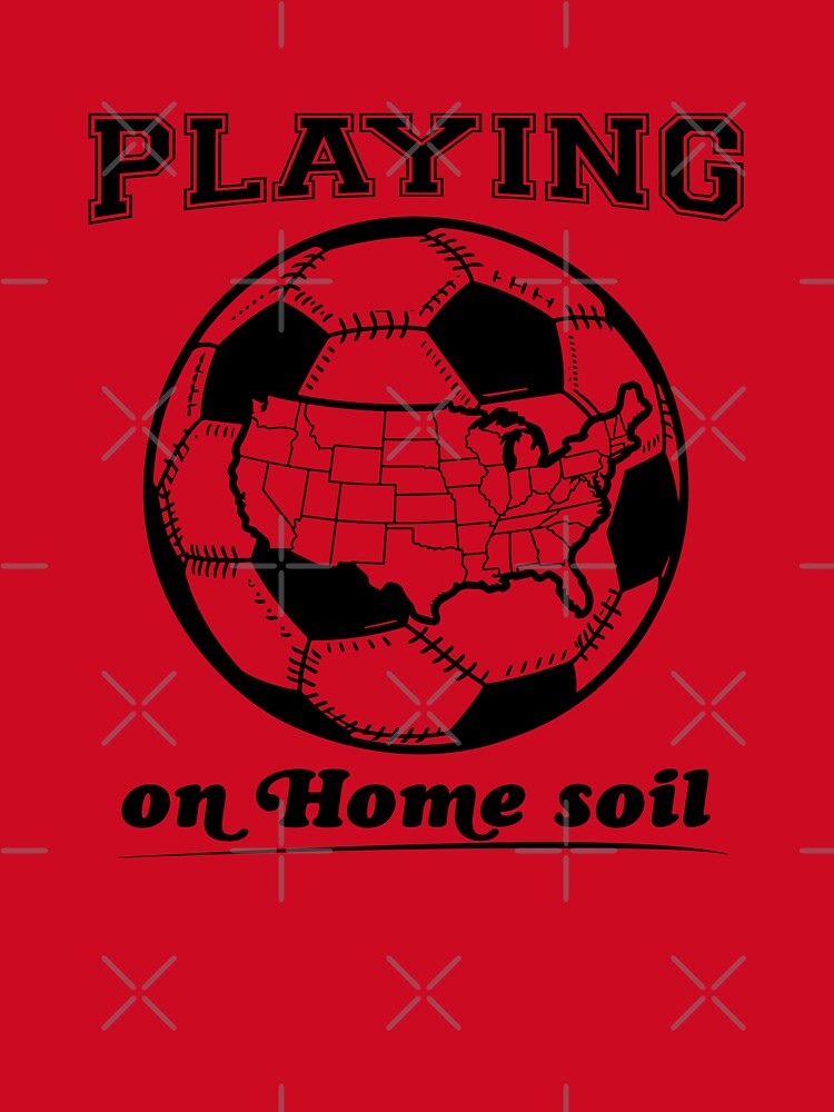Playing on Home Soil — USA Map Soccer Ball Graphic T-Shirt | World Cup 2026 American Soccer Gift by ArtofDari