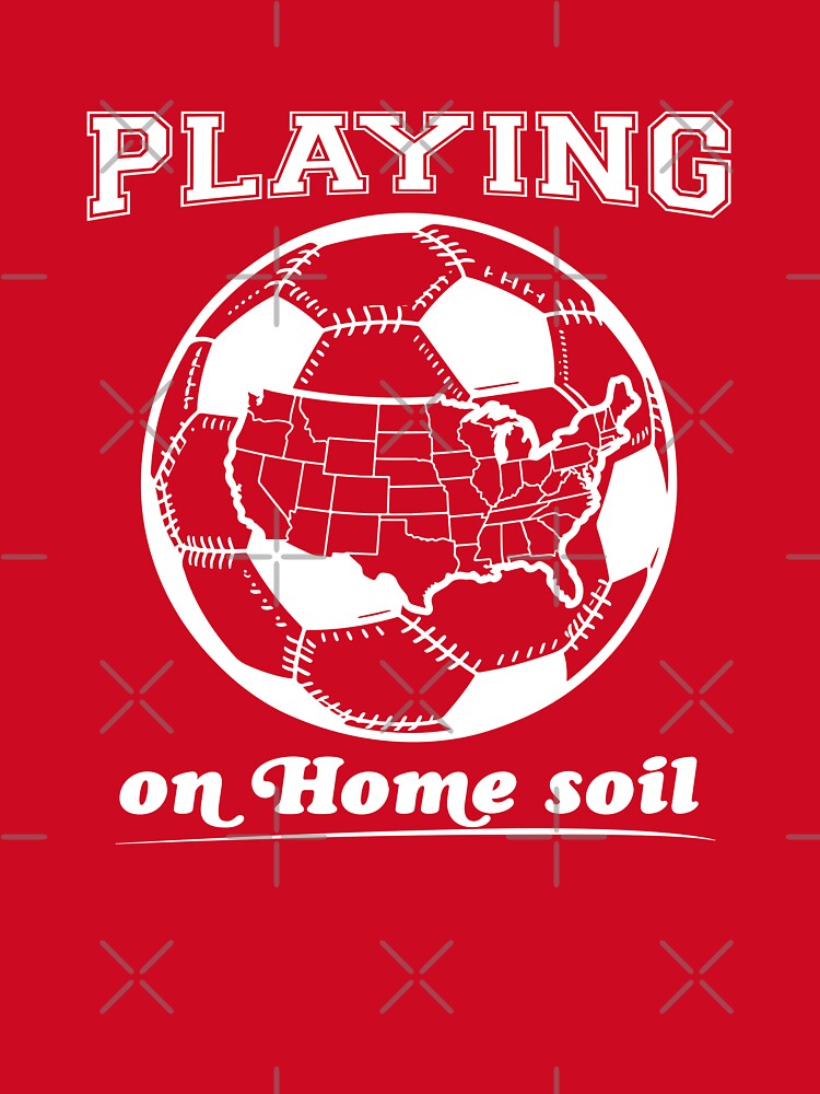 White Playing on Home Soil — USA Map Soccer Ball Graphic T-Shirt | World Cup 2026 American Soccer Gift by ArtofDari