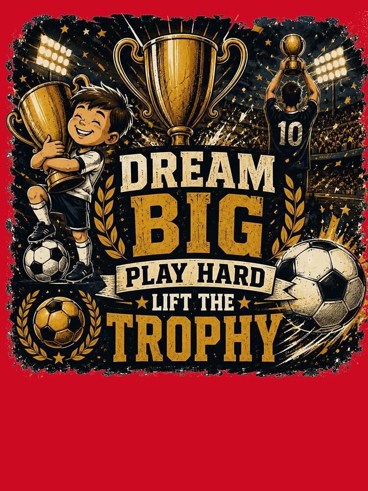 Dream Big Play Hard Lift The Trophy – Vintage Football Champion Design by MedRoh