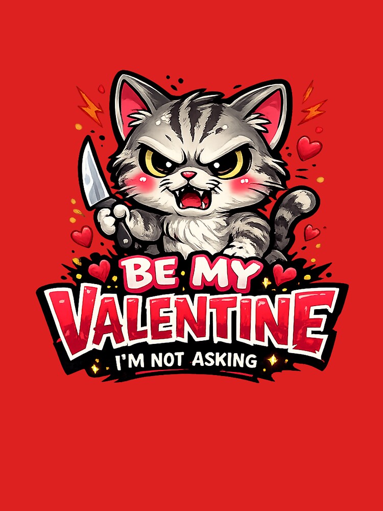Be My Valentine – Funny Angry Cat Valentine Cartoon by JerryBahama