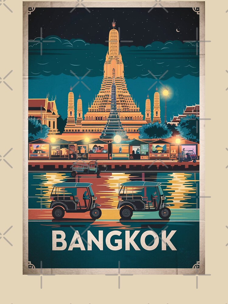 Bangkok Vintage Travel Poster by TravelerRat