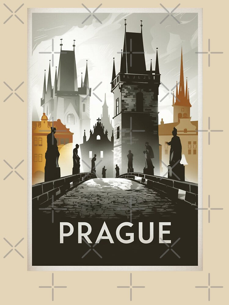 Prague Vintage Travel Poster by TravelerRat
