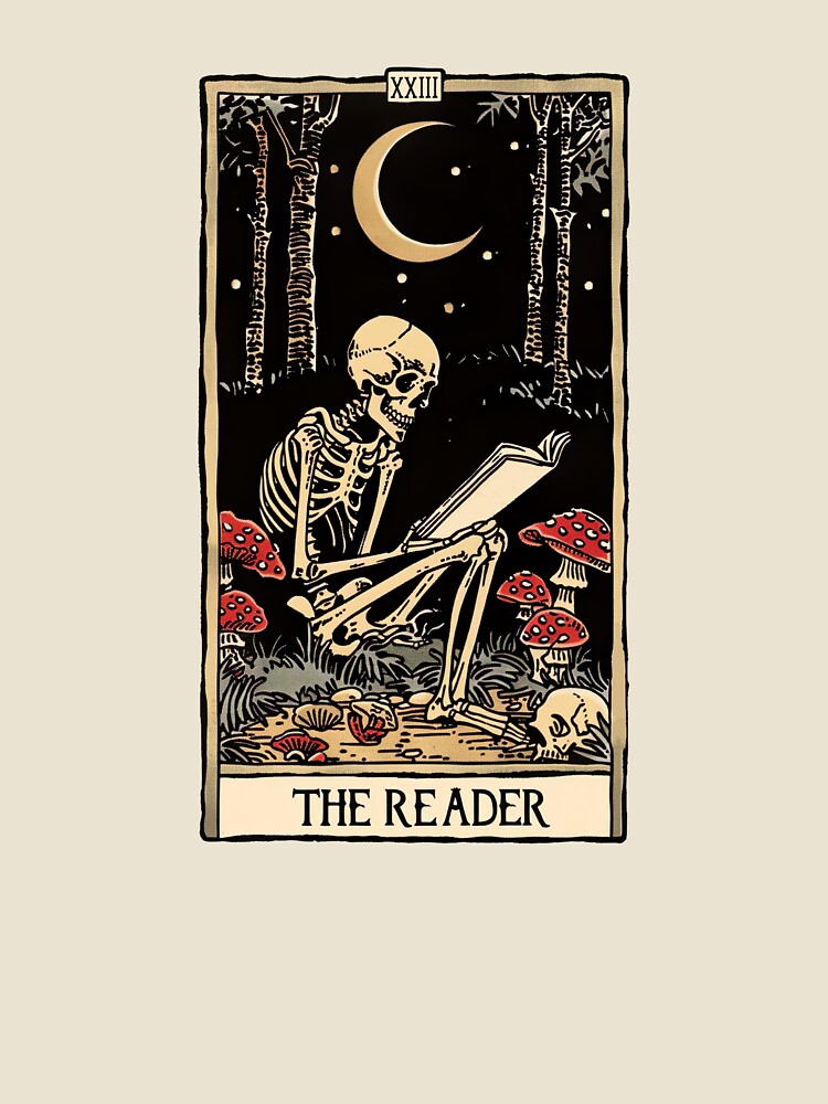 The Reader antique tarot cartomancy - skull and mushrooms with moon by Fantasy Cache