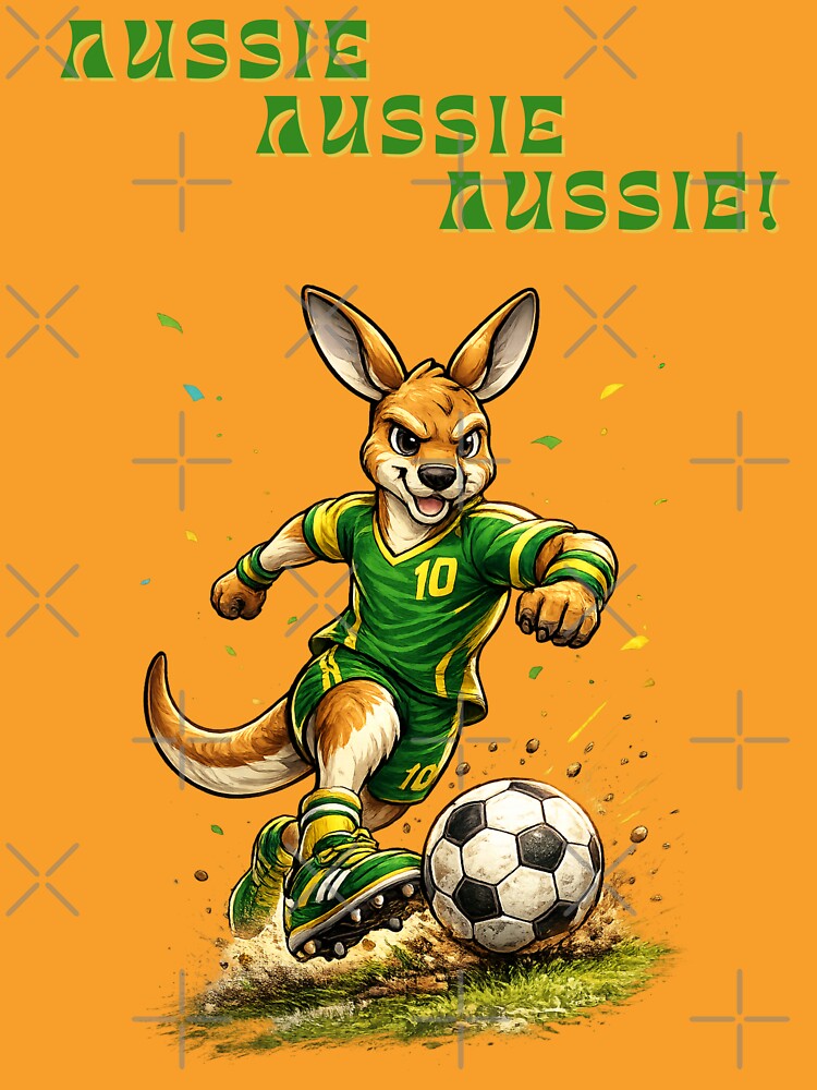 Aussie Soccer Roo, Australian Football Mascot Kangaroo AUSSIE AUSSIE AUSSIE by Cadsdiva