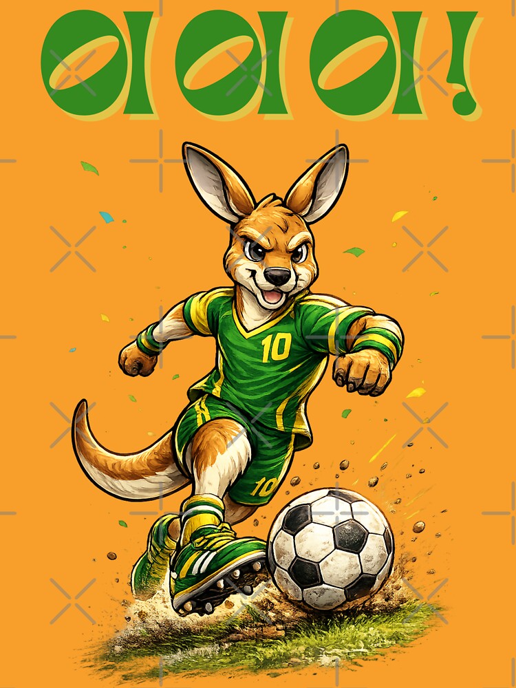 Aussie Soccer Roo, Australian Football Mascot Kangaroo by Cadsdiva