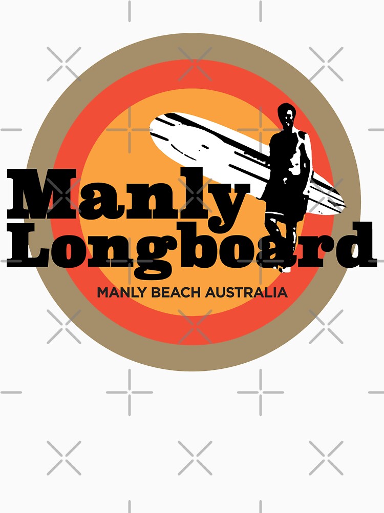 Manly Longboard retro surf by OffbeetShirts